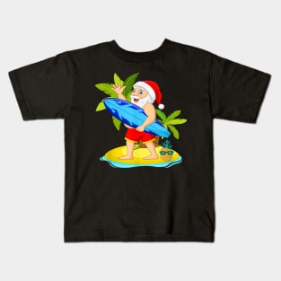 Santa Summer Christmas In July Beach Kids T-Shirt